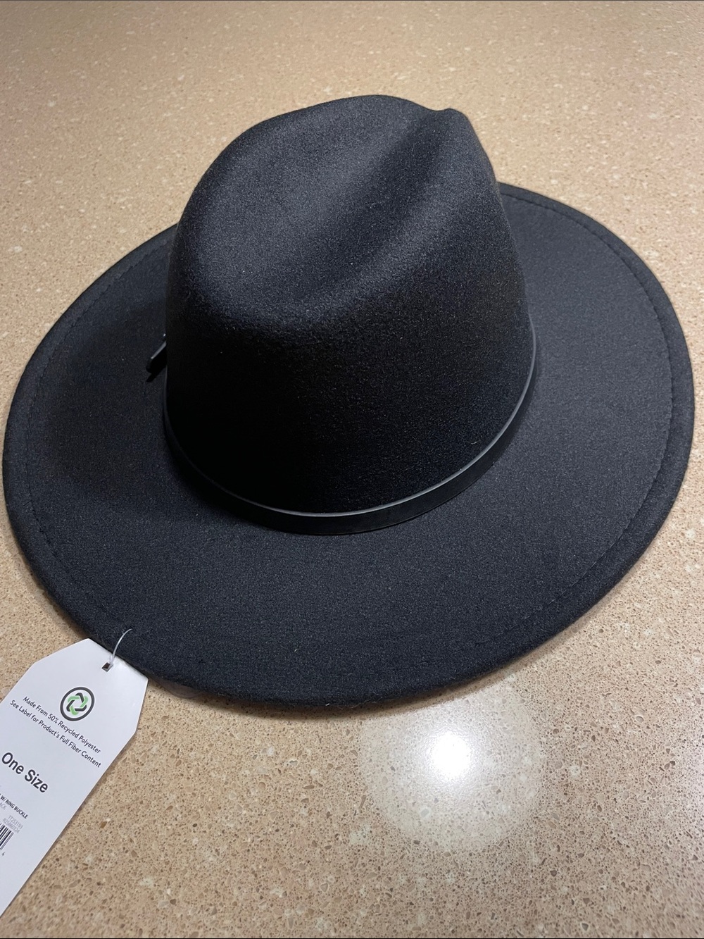 Time and Tru Black Wide-Brim Fedora Hat